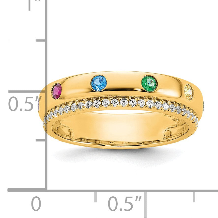 14k 6 Birthstone and Diamond Mother's Ring Semi-mount