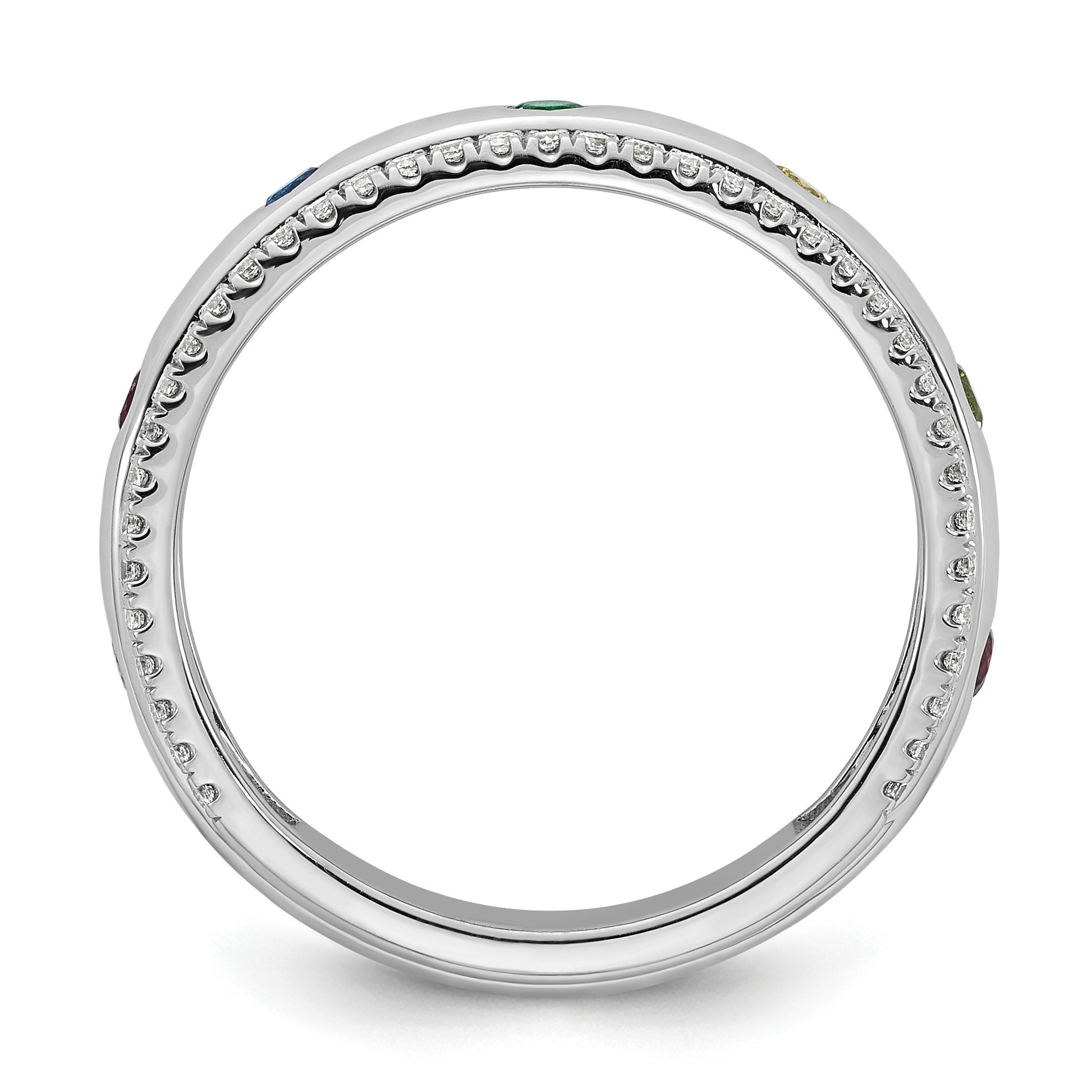 14k WG 7 Birthstone and Diamond Mother's Ring Semi-mount