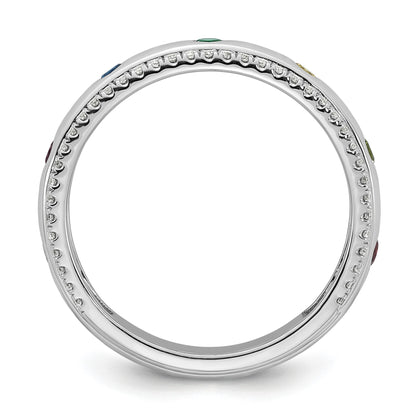 14k WG 7 Birthstone and Diamond Mother's Ring Semi-mount