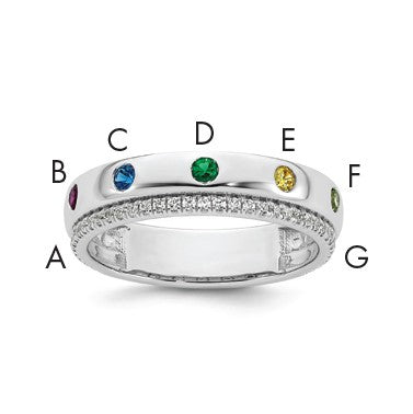 14k WG 7 Birthstone and Diamond Mother's Ring Semi-mount