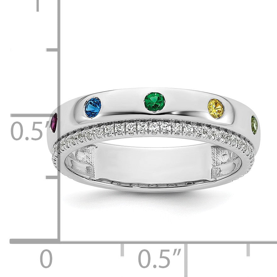 14k WG 7 Birthstone and Diamond Mother's Ring Semi-mount