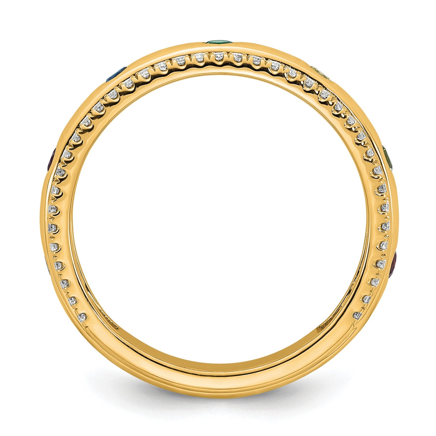 14k 7 Birthstone and Diamond Mother's Ring Semi-mount