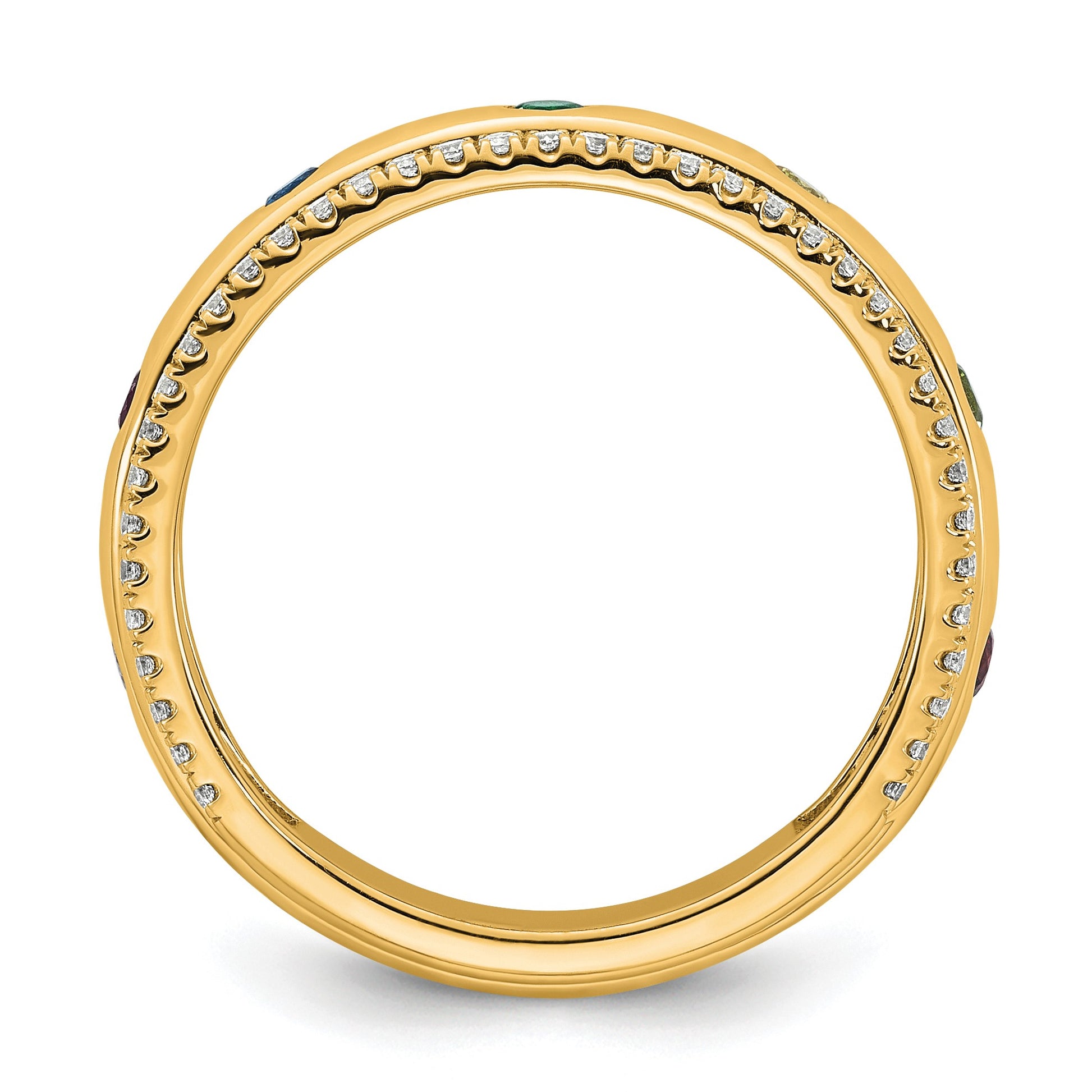 14k 7 Birthstone and Diamond Mother's Ring Semi-mount