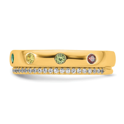 14k 7 Birthstone and Diamond Mother's Ring Semi-mount