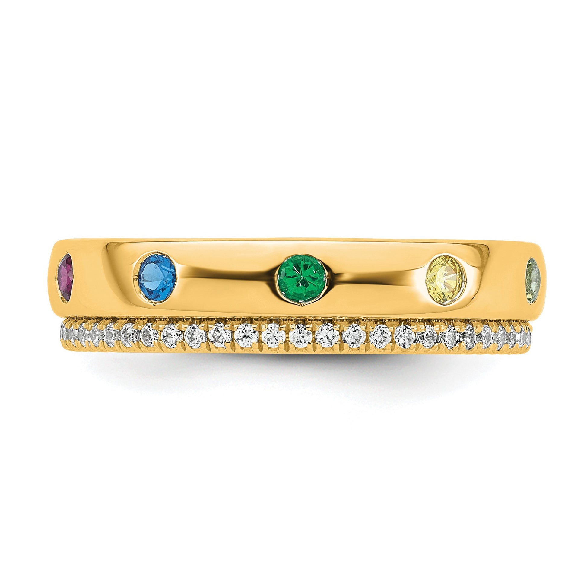 14k 7 Birthstone and Diamond Mother's Ring Semi-mount