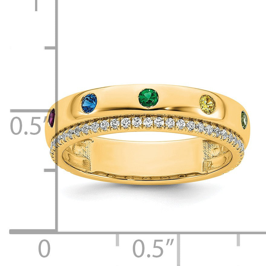 14k 7 Birthstone and Diamond Mother's Ring Semi-mount