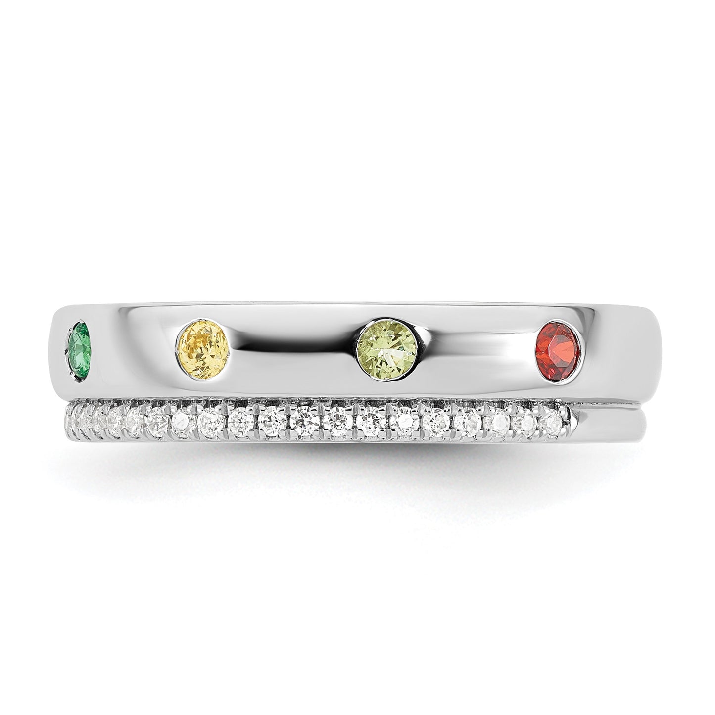 14k WG8 Birthstone and Diamond Mother's Ring Semi-mount