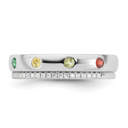 14k WG8 Birthstone and Diamond Mother's Ring Semi-mount