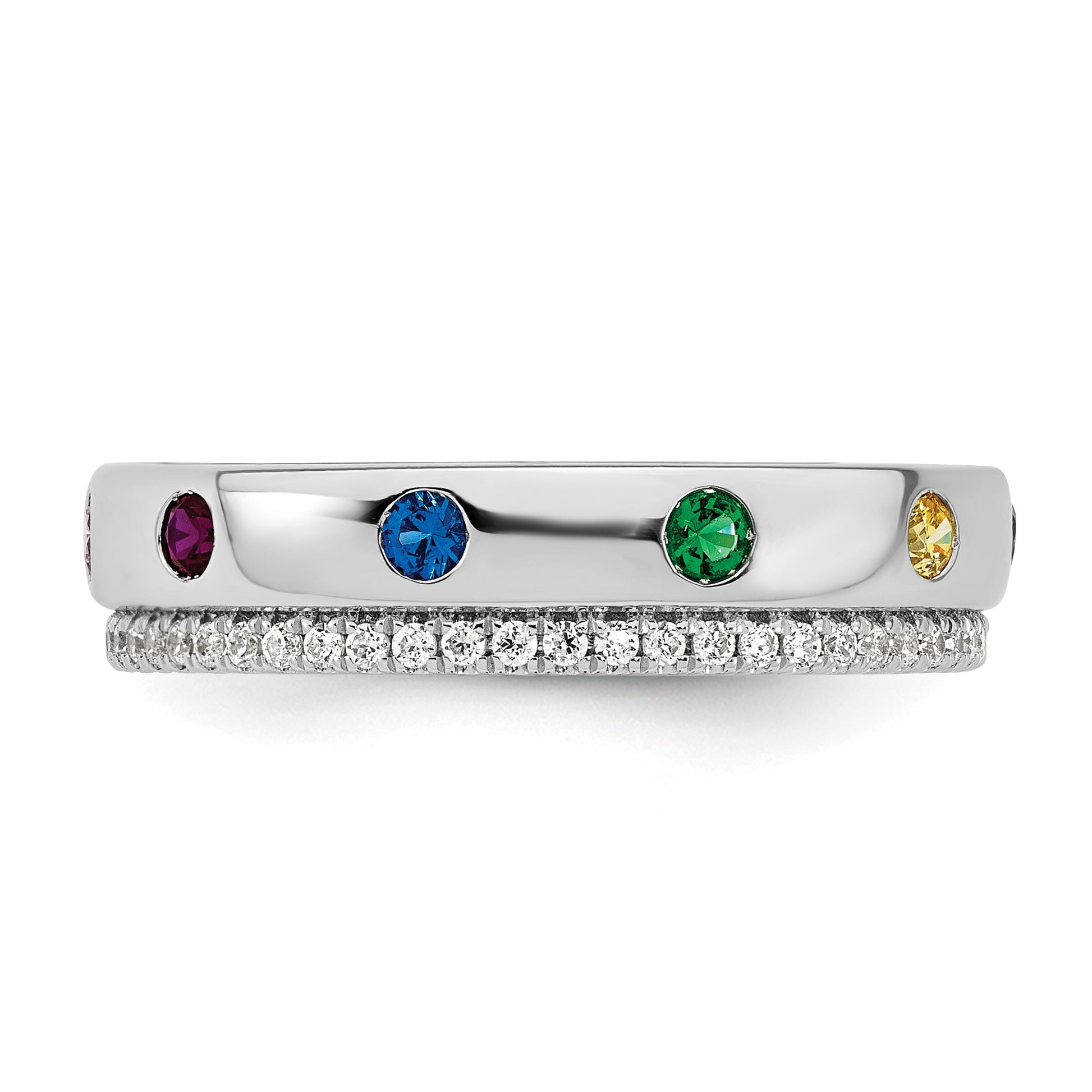 14k WG8 Birthstone and Diamond Mother's Ring Semi-mount