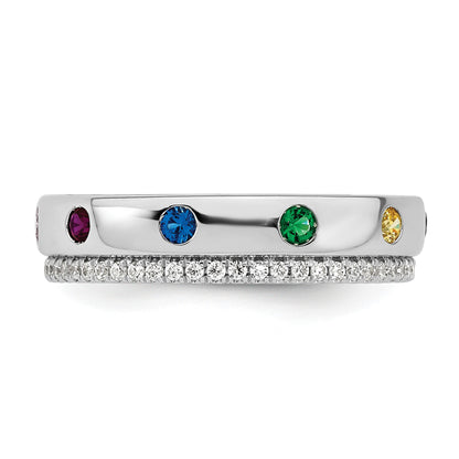 14k WG8 Birthstone and Diamond Mother's Ring Semi-mount