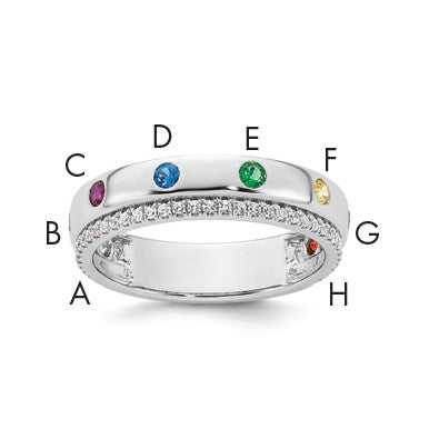 14k WG8 Birthstone and Diamond Mother's Ring Semi-mount