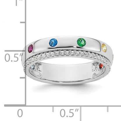 14k WG8 Birthstone and Diamond Mother's Ring Semi-mount