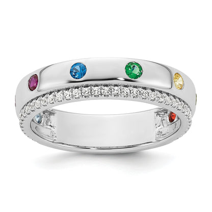 14k WG8 Birthstone and Diamond Mother's Ring Semi-mount