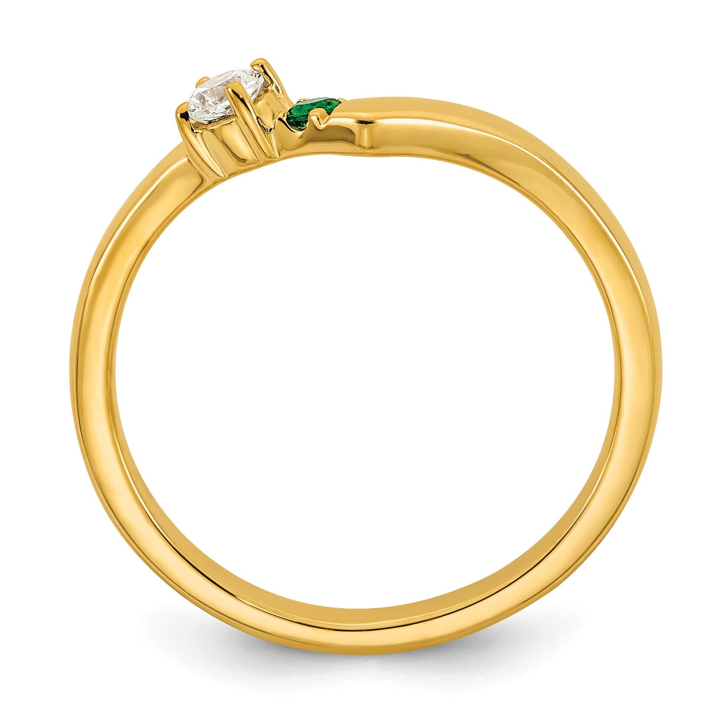 14k 1 Birthstone with Diamond  Mother's Ring Mounting