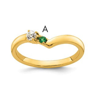 14k 1 Birthstone with Diamond  Mother's Ring Mounting