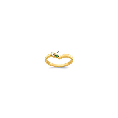 14k 1 Birthstone with Diamond  Mother's Ring Semi-mount