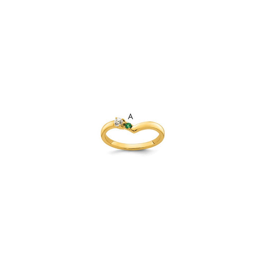 14k 1 Birthstone with Diamond  Mother's Ring Semi-mount