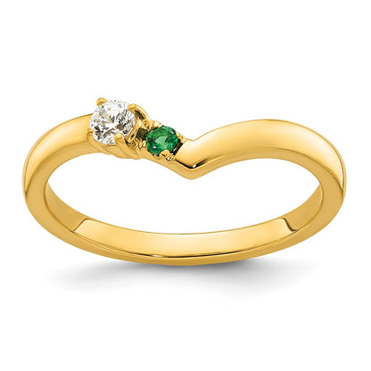 14k 1 Birthstone with Diamond  Mother's Ring Semi-mount