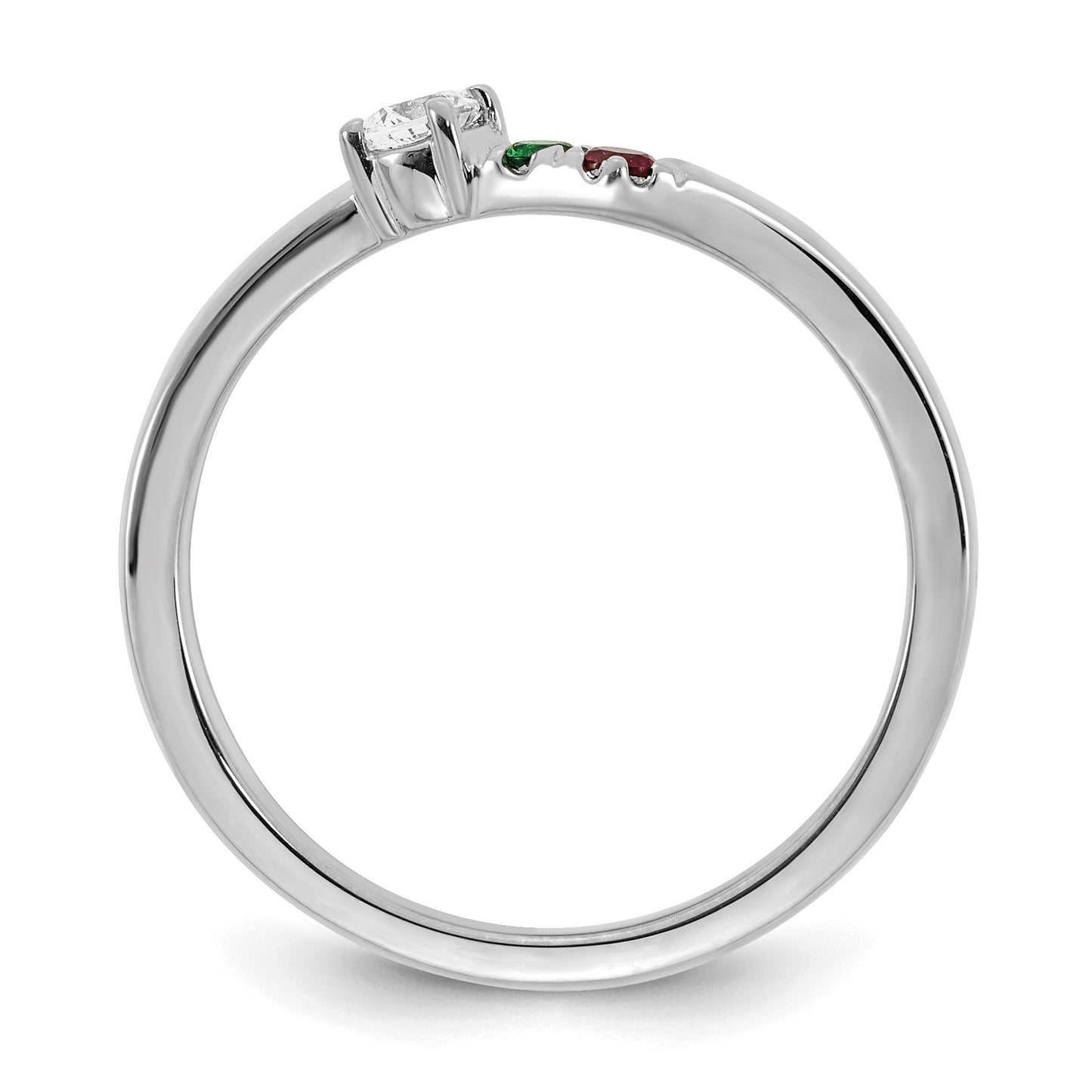 14k WG 2 Birthstone with Diamond with Mother's Ring Mounting