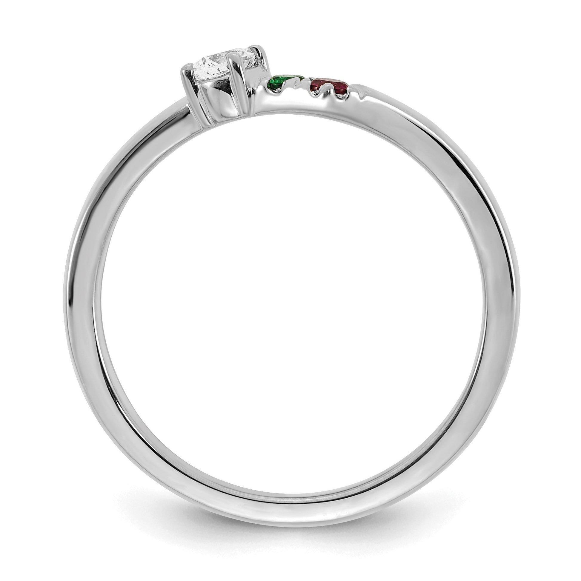 14k WG 2 Birthstone with Diamond with Mother's Ring Mounting