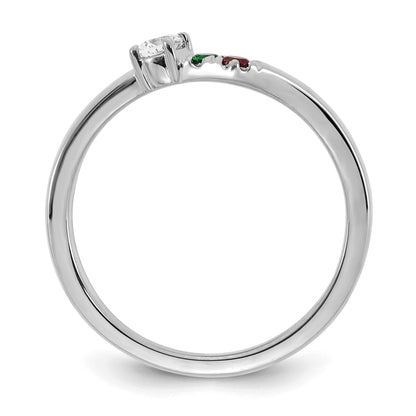 14k WG 2 Birthstone with Diamond with Mother's Ring Mounting