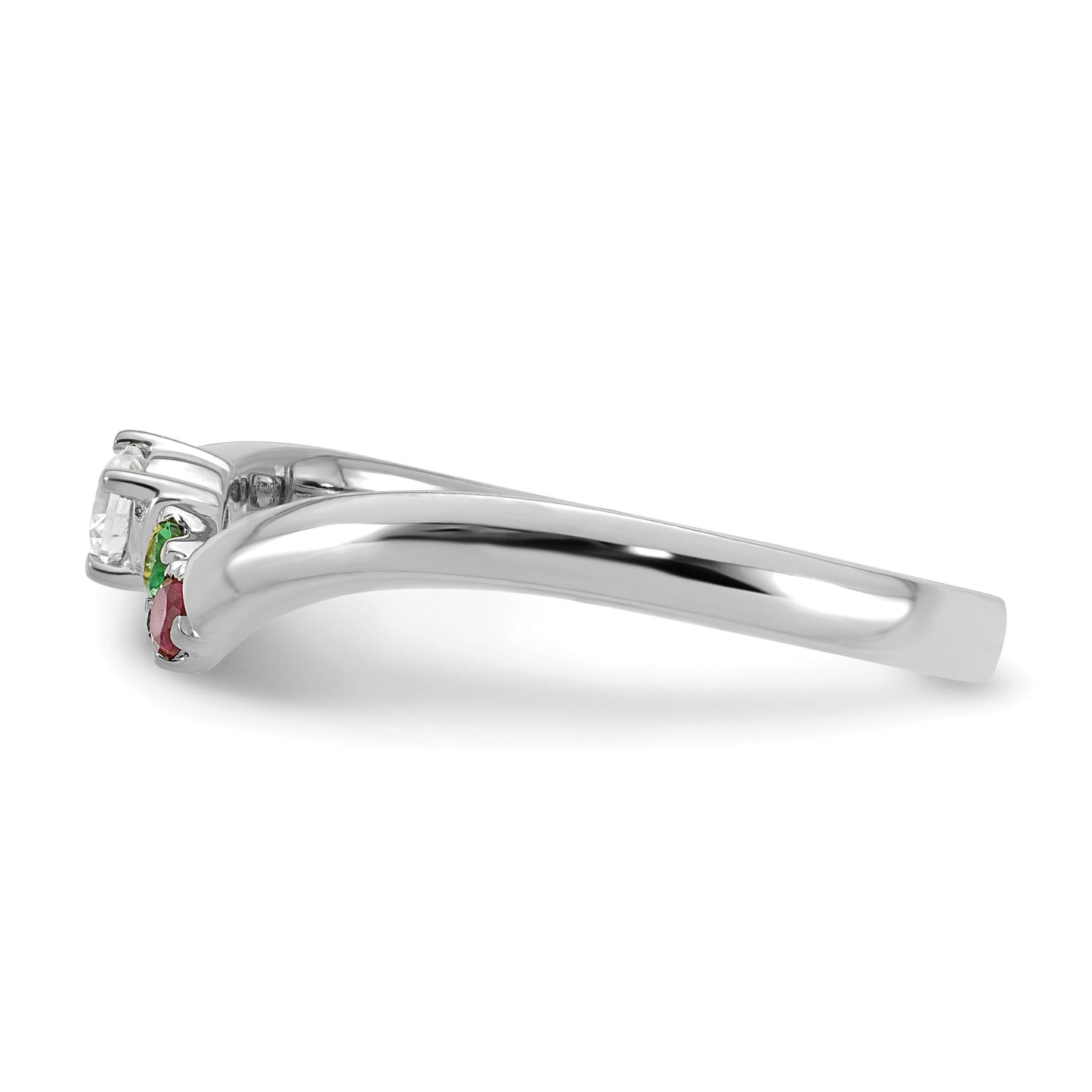 14k WG 2 Birthstone with Diamond with Mother's Ring Mounting