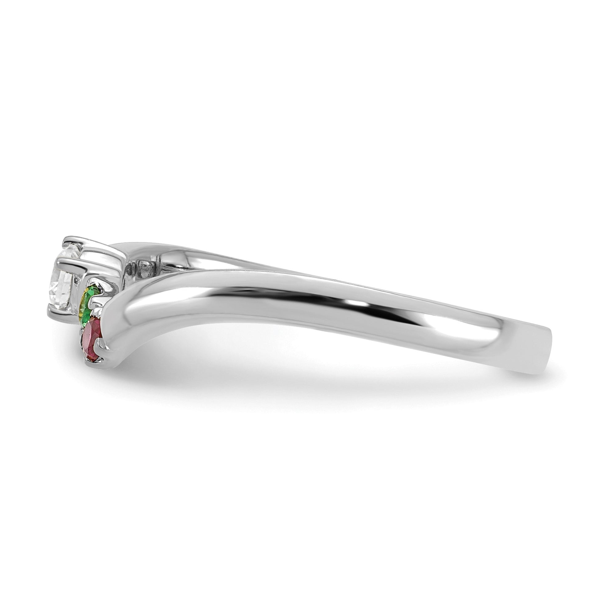 14k WG 2 Birthstone with Diamond with Mother's Ring Mounting
