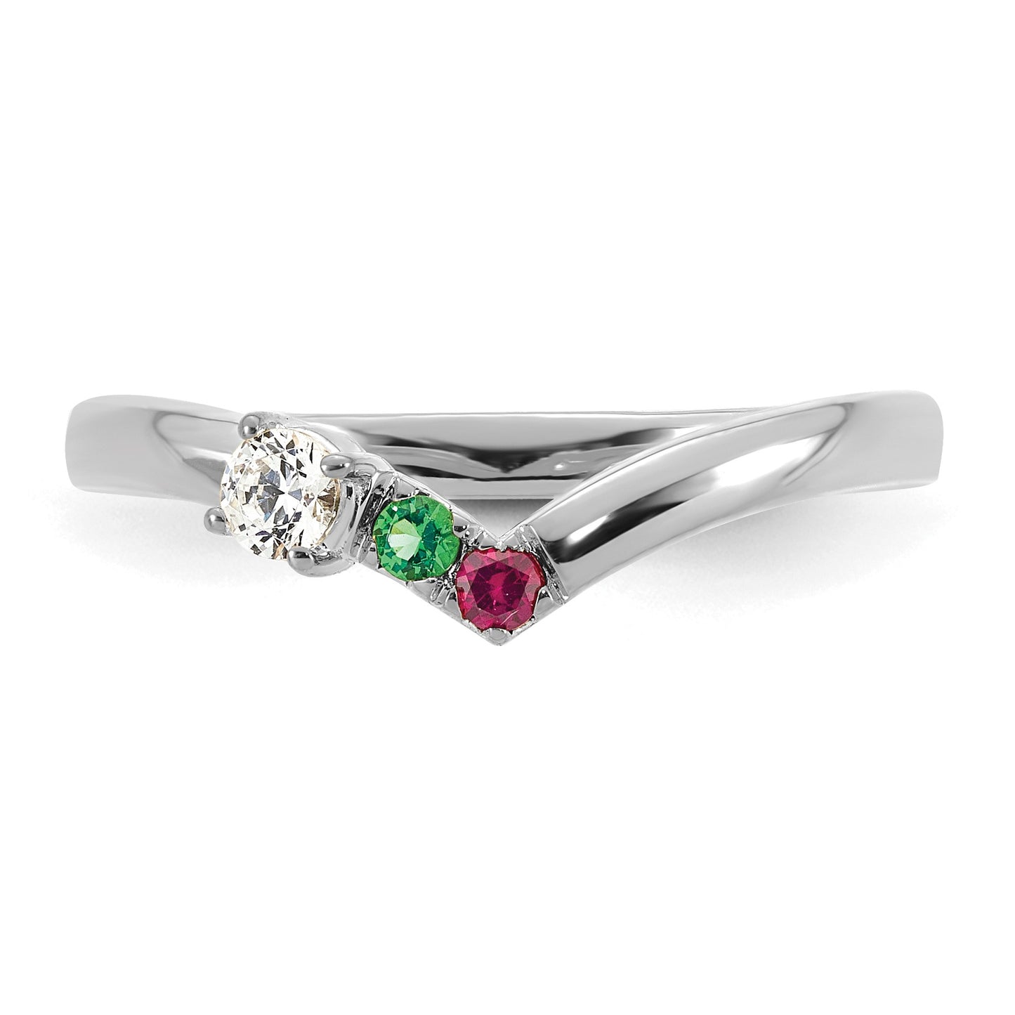 14k WG 2 Birthstone with Diamond with Mother's Ring Mounting