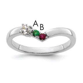 14k WG 2 Birthstone with Diamond with Mother's Ring Mounting