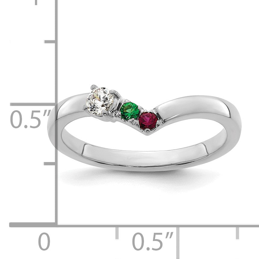 14k WG 2 Birthstone with Diamond with Mother's Ring Mounting