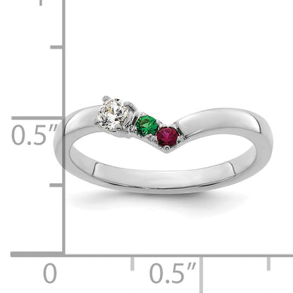 14k WG 2 Birthstone with Diamond with Mother's Ring Mounting