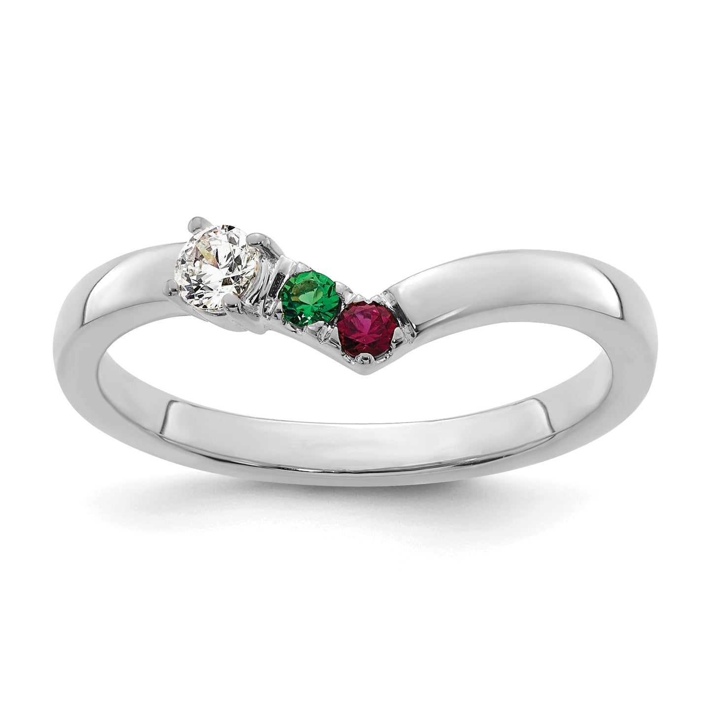 14k WG 2 Birthstone with Diamond with Mother's Ring Mounting