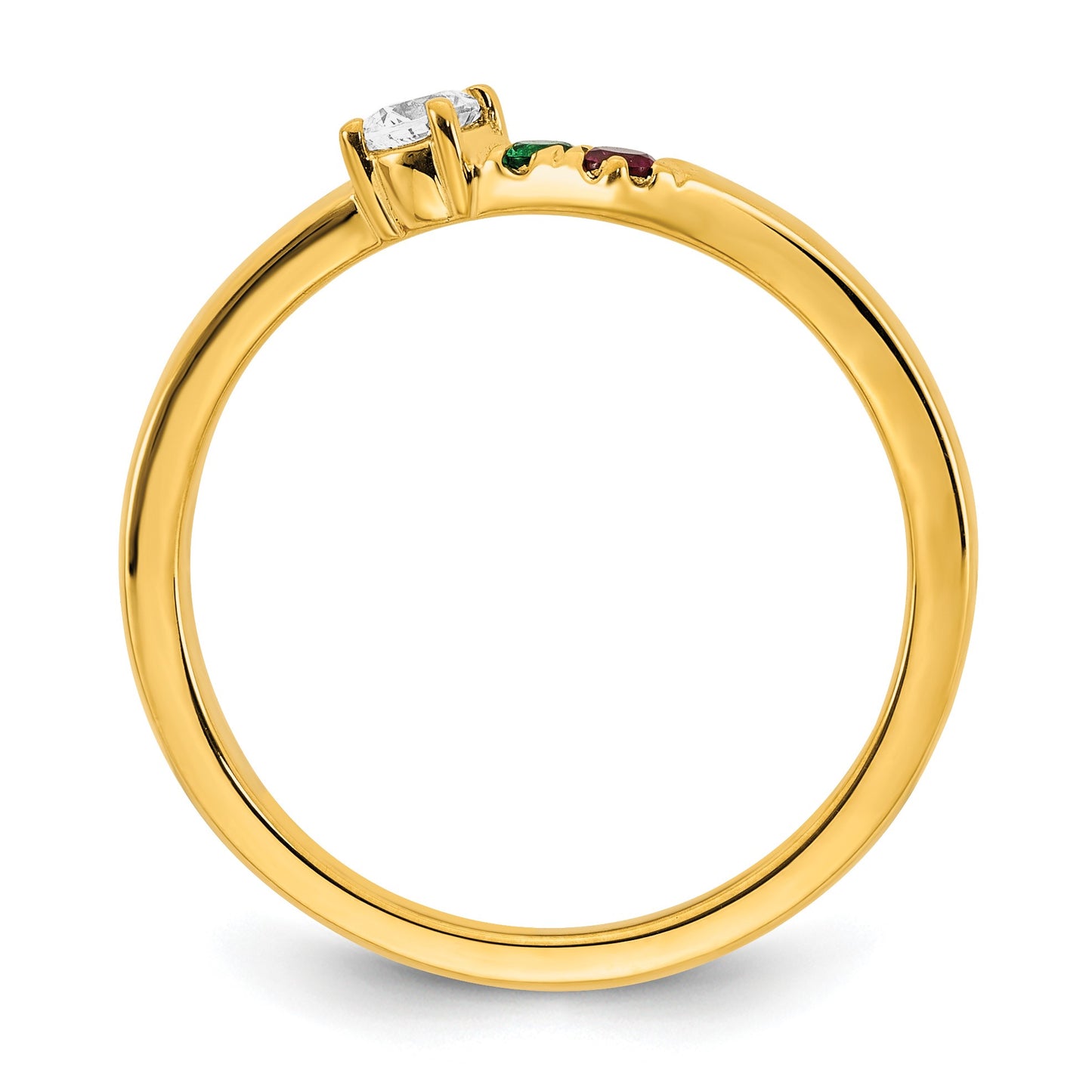 14k 2 Birthstone with Diamond  Mother's Ring Mounting