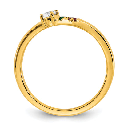 14k 2 Birthstone with Diamond  Mother's Ring Mounting