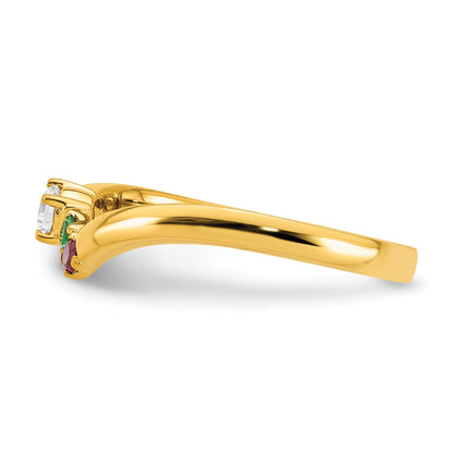 14k 2 Birthstone with Diamond  Mother's Ring Mounting