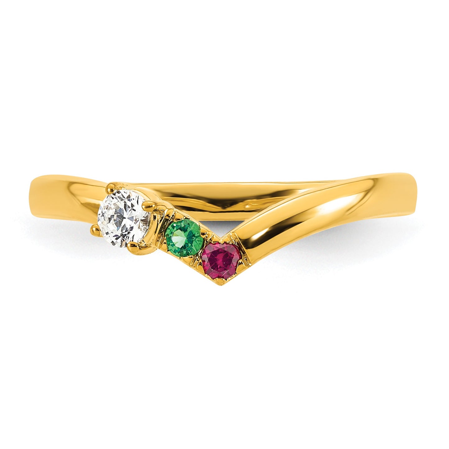 14k 2 Birthstone with Diamond  Mother's Ring Mounting