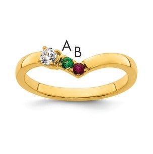 14k 2 Birthstone with Diamond  Mother's Ring Mounting