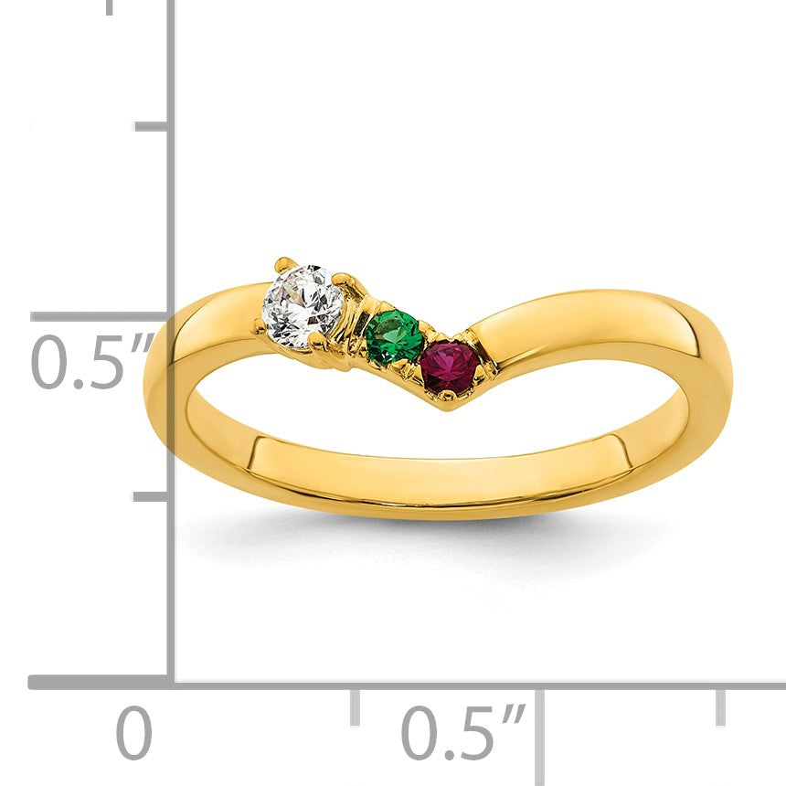 14k 2 Birthstone with Diamond  Mother's Ring Mounting