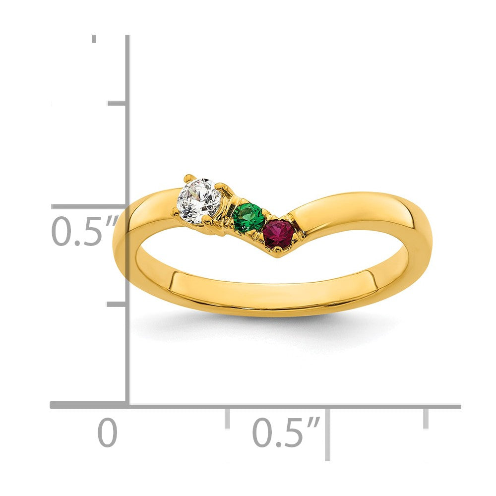 14k 2 Birthstone with Diamond  Mother's Ring Semi-mount