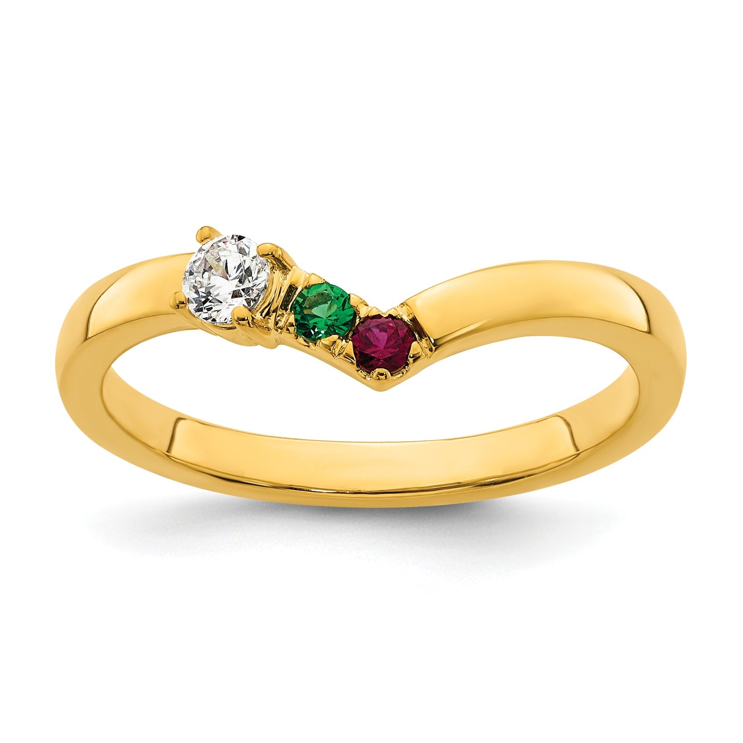 14k 2 Birthstone with Diamond  Mother's Ring Mounting