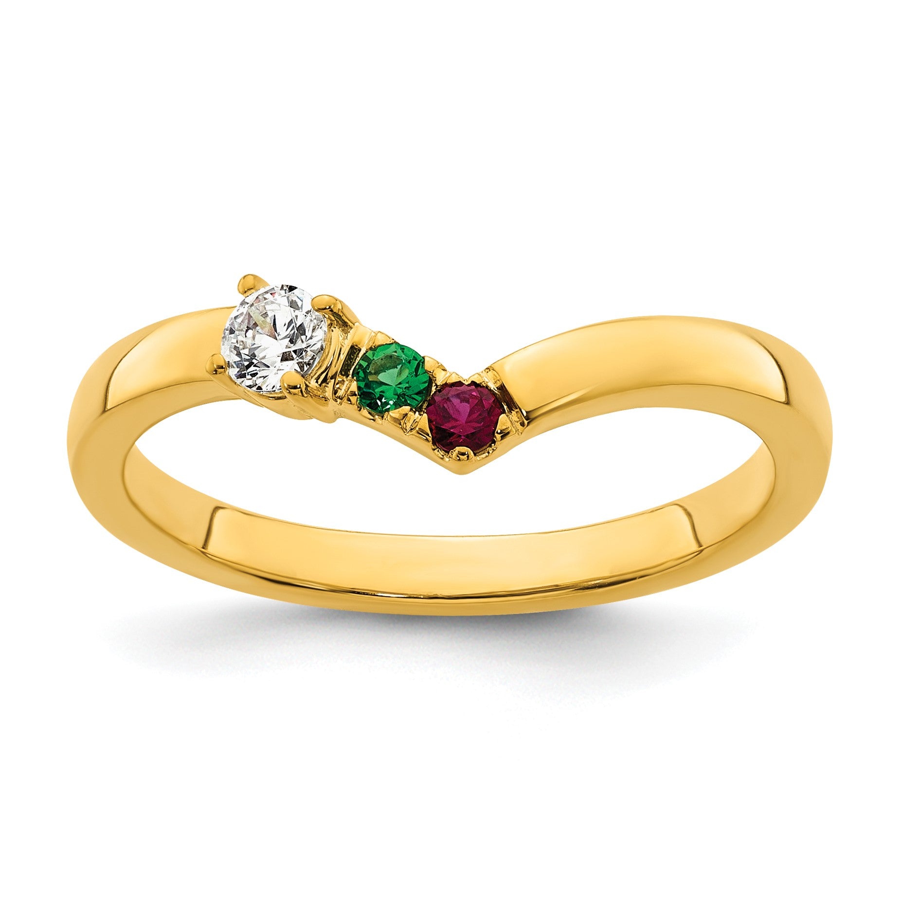 14k 2 Birthstone with Diamond  Mother's Ring Mounting