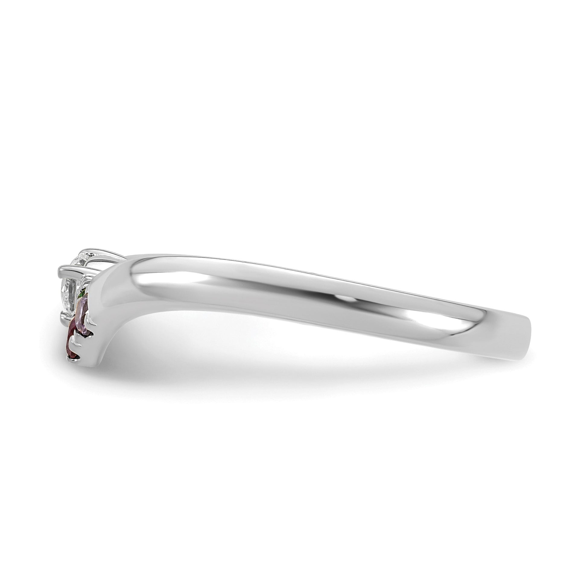 14k WG 3 Birthstone with Diamond with Mother's Ring Mounting