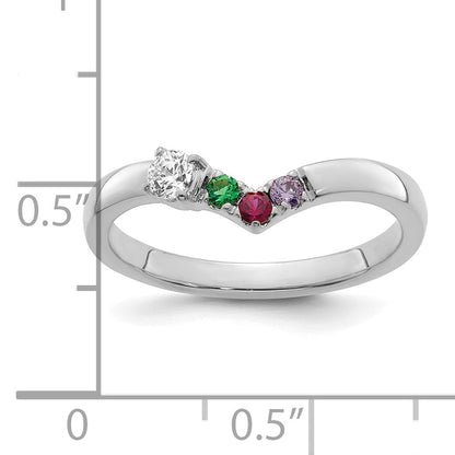 14k WG 3 Birthstone with Diamond with Mother's Ring Mounting