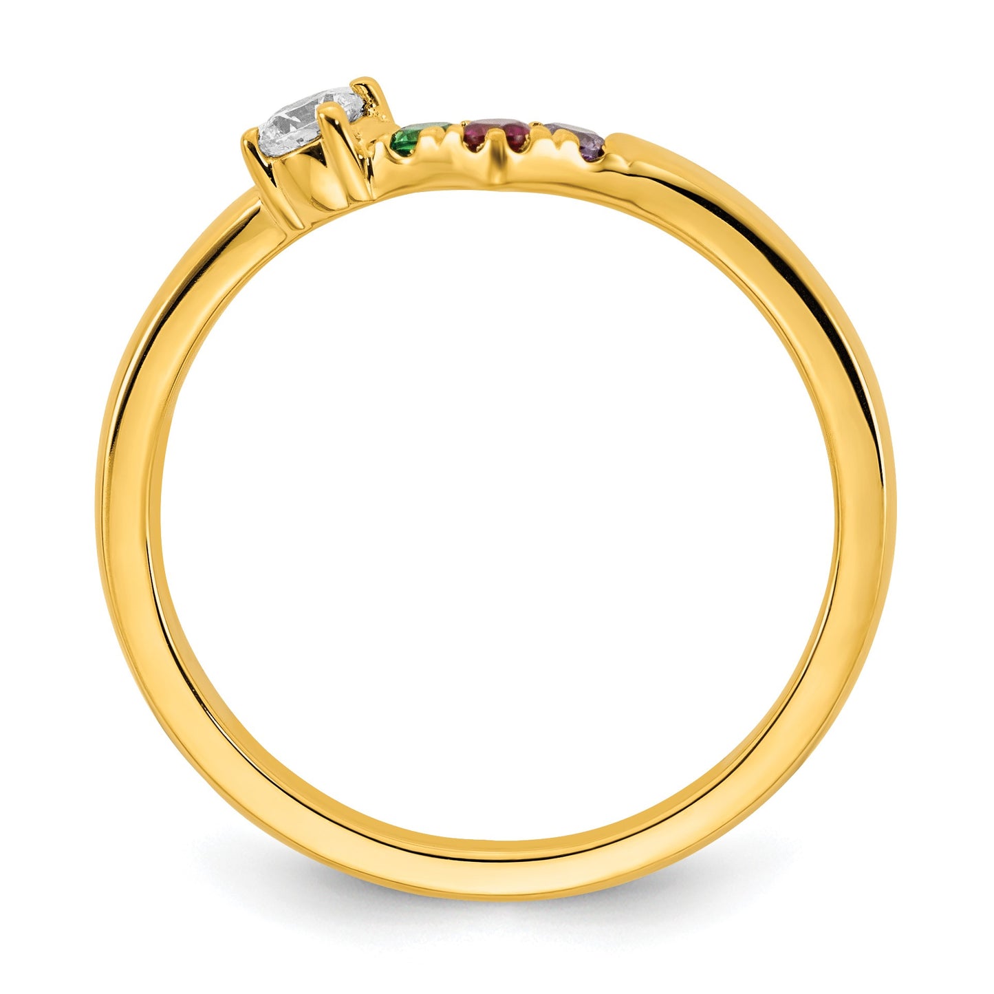 14k 3 Birthstone with Diamond  Mother's Ring Mounting