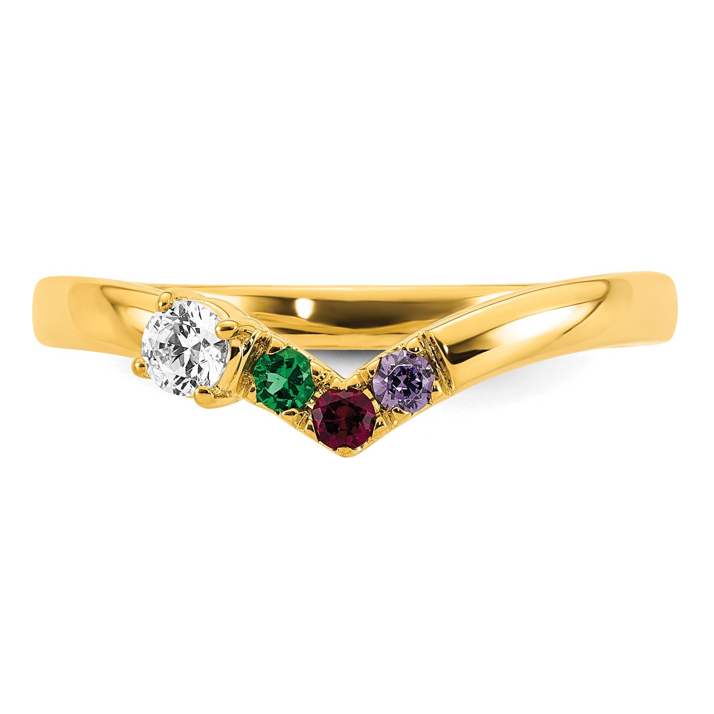 14k 3 Birthstone with Diamond  Mother's Ring Mounting