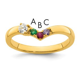 14k 3 Birthstone with Diamond  Mother's Ring Mounting