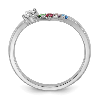 14k WG 4 Birthstone with Diamond with Mother's Ring Mounting
