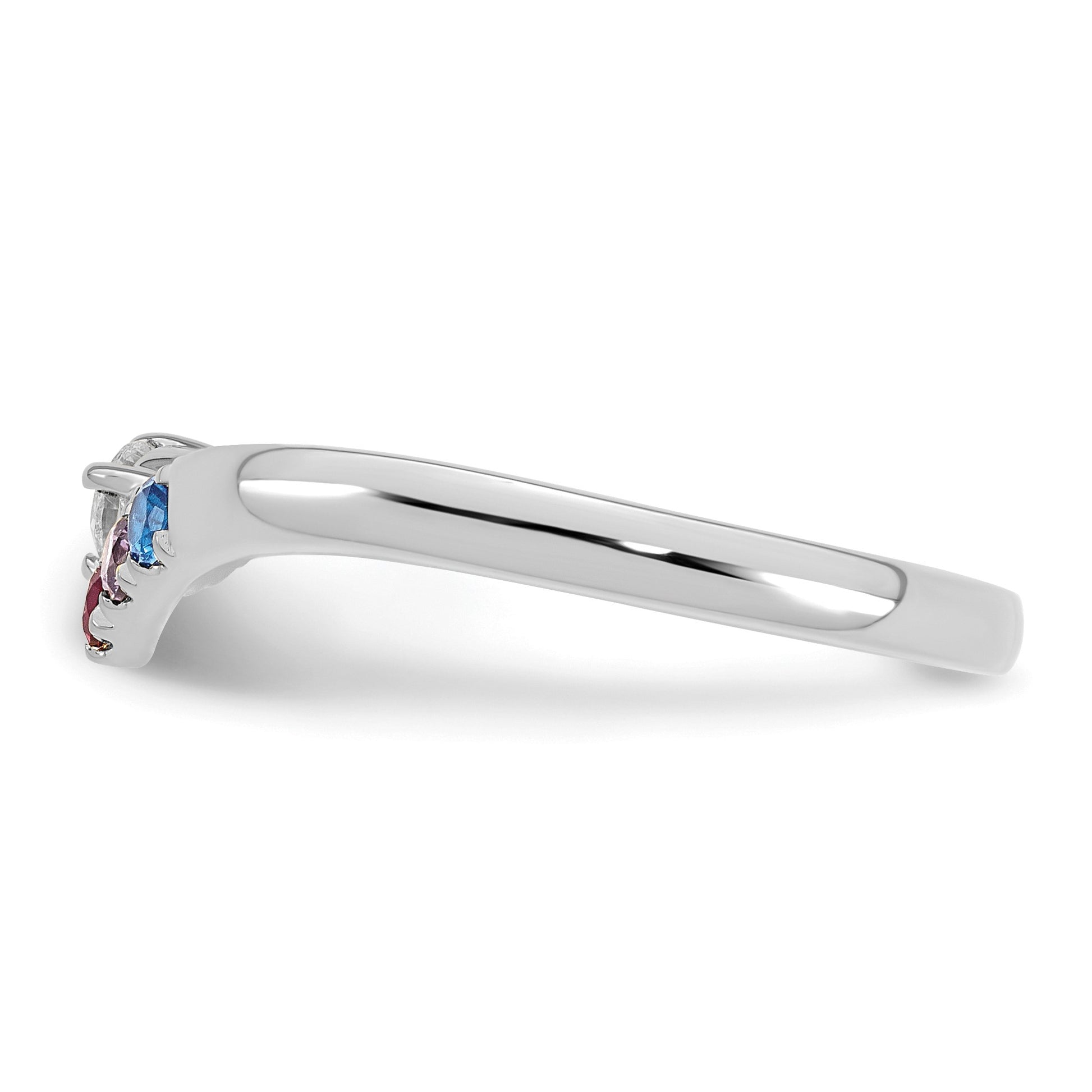 14k WG 4 Birthstone with Diamond with Mother's Ring Mounting