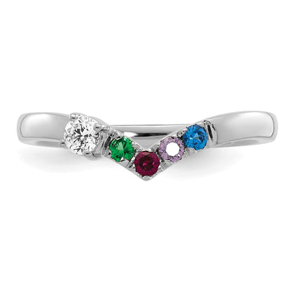 14k WG 4 Birthstone with Diamond with Mother's Ring Mounting