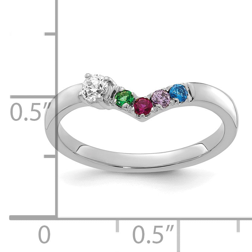 14k WG 4 Birthstone with Diamond with Mother's Ring Mounting